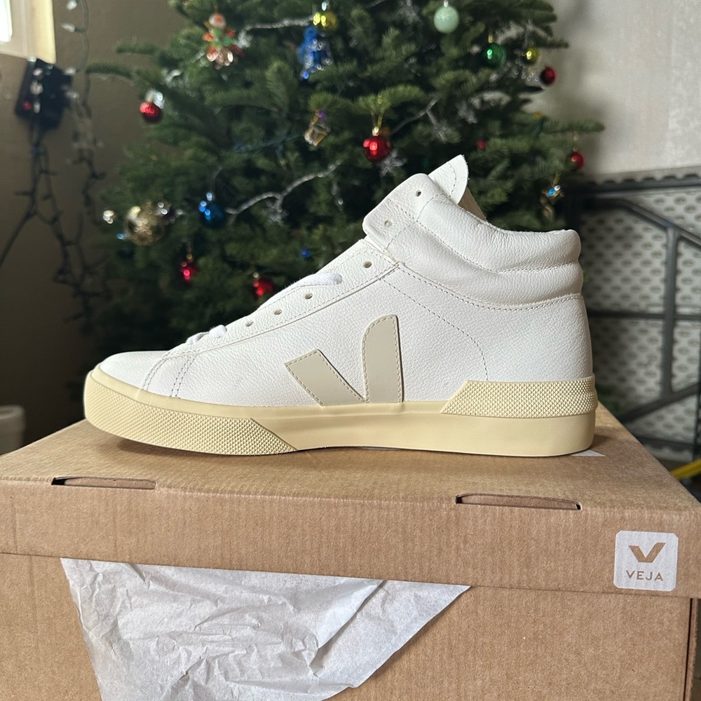 Veja Cream and White High-Top Sneakers